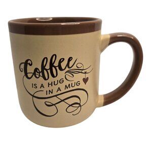 Abbey CA Gift tan brown Coffee is a hug in a mug heart graphic ceramic cup 16 oz